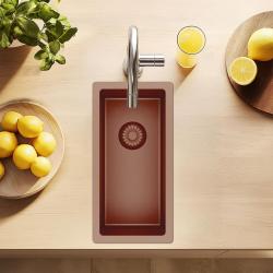 Pure.Sink Exclusivo pequeno lavatório de cobre 18x40 cm raio de 10mm para submontagem, montagem plana e sobreposição PEX1840-62