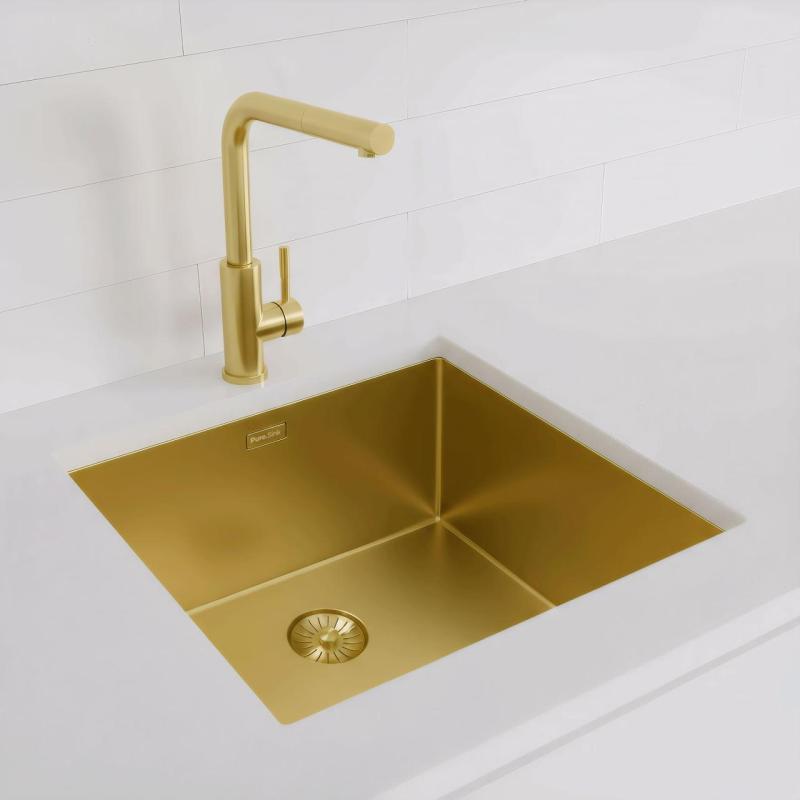 Pure.Sink Exclusivo Pia dourada 45x40 cm raio de 10mm para embutir, instalação plana e sobrepor PEX4540-60