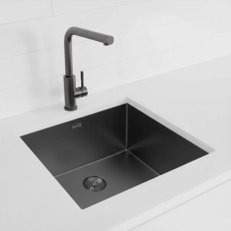 Pure.Sink Exclusivo Gun metal pia 45x40 cm raio de 10mm embutido, de montagem plana e de sobrepor PEX4540-61