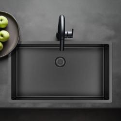 Pure.Sink Exclusivo grande pia de metal Gun 70x40 cm raio de 10mm para submontagem, instalação plana e sobreposição PEX7040-61