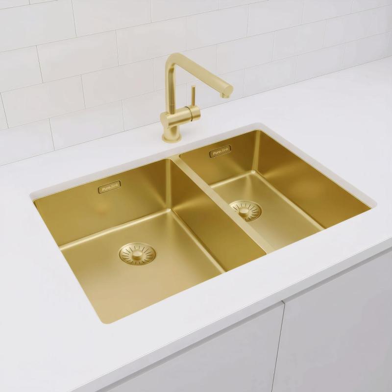 Pure.Sink Exclusivo Golden 1.5 one and a half bowl sink 34+18 cm 10mm radius PEX341840-60