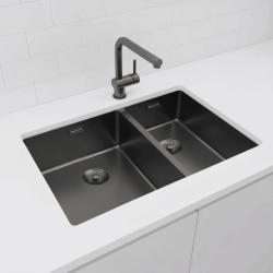 Pure.Sink Exclusivo Gun Metal 1,5 pia dupla de 34+18 cm com raio de 10mm PEX341840-61
