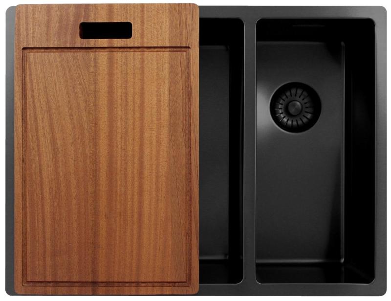 Pure.Sink Exclusivo Gun Metal 1,5 pia dupla de 34+18 cm com raio de 10mm PEX341840-61