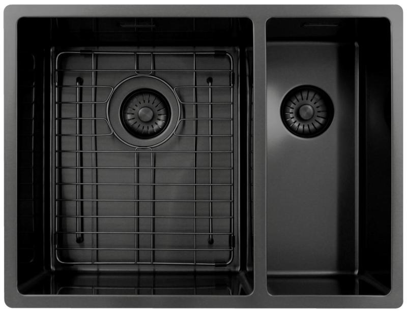 Pure.Sink Exclusivo Gun Metal 1,5 pia dupla de 34+18 cm com raio de 10mm PEX341840-61