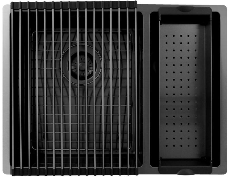 Pure.Sink Exclusivo Gun Metal 1,5 pia dupla de 34+18 cm com raio de 10mm PEX341840-61