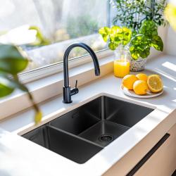 Pure.Sink Exclusivo Gun Metal 1,5 pia e meia 18+34 cm 10mm raio PEX183440-61