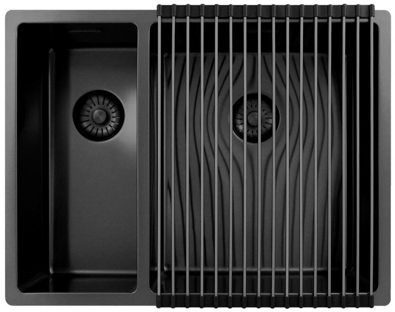 Pure.Sink Exclusivo Gun Metal 1.5 one and a half bowl sink 18+34 cm 10mm radius PEX183440-61