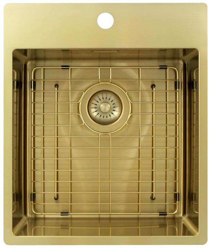Pure.Sink Exclusivo Gold Sink 44x52 cm Tapwing with faucet hole bench 10mm radius PEX4040T-60