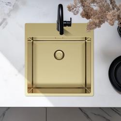 Pure.Sink Exclusivo Pia de ouro 49x52 cm Tapwing com furo para torneira raio de 10mm PEX4540T-60