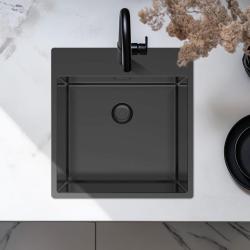 Pure.Sink Exclusivo Gun Metal pia 49x52 cm Tapwing com furo para torneira raio 10mm PEX4540T-61