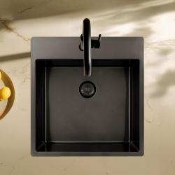 Pure.Sink Exclusivo Gun Metal pia 49x52 cm Tapwing com furo para torneira raio 10mm PEX4540T-61