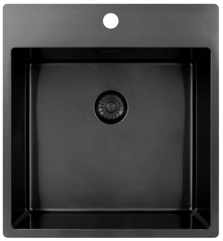 Pure.Sink Exclusivo Gun Metal sink 49x52 cm Tapwing with faucet hole bench 10mm radius PEX4540T-61