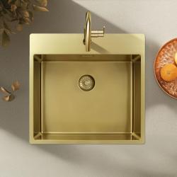 Pure.Sink Exclusivo Pia dourada 54x52 cm Tapwing com furo para torneira raio de 10mm PEX5040T-60