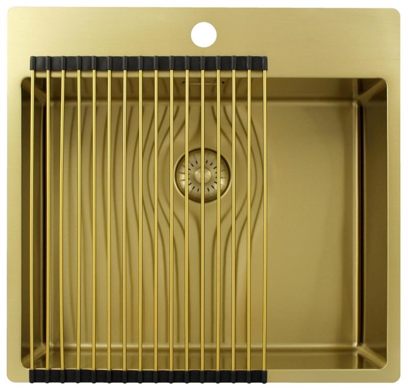 Pure.Sink Exclusivo Gold sink 54x52 cm Tapwing with tap hole bank 10mm radius PEX5040T-60