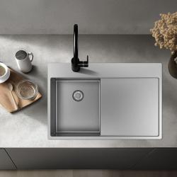 Pure.Sink Exclusivo RVS pequena pia com área de escorrimento 78x52 cm Tapwing à direita PEX3478RT-02