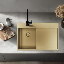 Pure.Sink Exclusivo Pequena pia dourada com área de escorrimento 78x52 cm Torneira à direita PEX3478RT-60