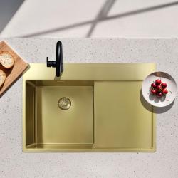 Pure.Sink Exclusivo Pia dourada com área de escorrimento 78x52 cm Torneira à esquerda PEX4078LT-60
