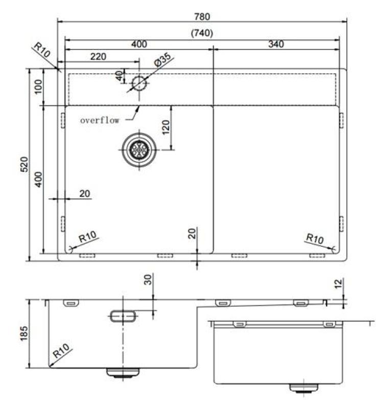 Pure.Sink Exclusivo Gold sink with draining board 78x52 cm Tapwing left PEX4078LT-60