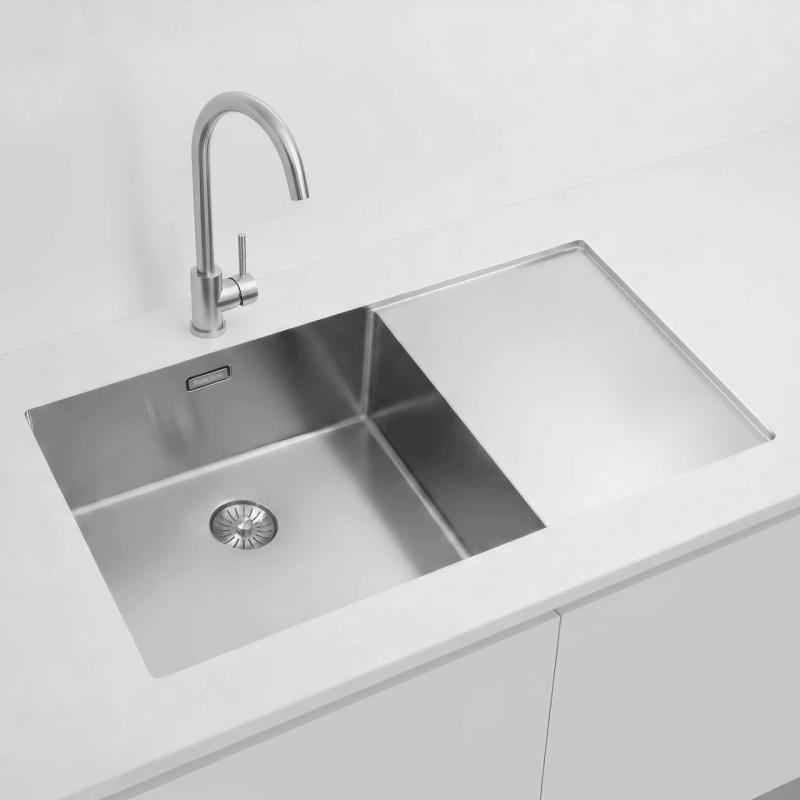 Pure.Sink Exclusivo pia RVS com área de escorrimento 86x52 cm Tapwing à esquerda PEX5086LT-02