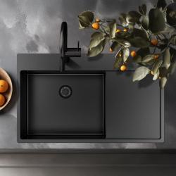 Pure.Sink Exclusivo Gun Metal pia com área de escorrimento 86x52 cm Tapwing à esquerda PEX5086LT-61