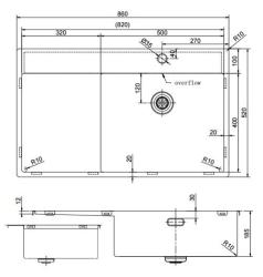 Pure.Sink Exclusivo RVS pia com área de escorrimento 86x52 cm Tapwing à direita PEX5086RT-02