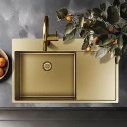 Pure.Sink Exclusivo Pia de ouro com área de escorrimento 86x52 cm Tapwing à direita PEX5086RT-60