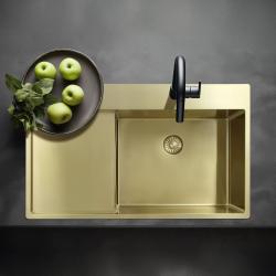 Pure.Sink Exclusivo Pia de ouro com área de escorrimento 86x52 cm Tapwing à direita PEX5086RT-60