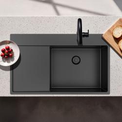 Pure.Sink Exclusivo Gun Metal pia com área de escorrimento 86x52 cm Tapwing à direita PEX5086RT-61