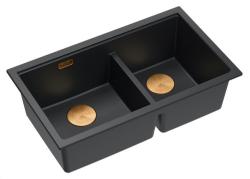 Quadri Newport II Pia de Granito Preto Duplo de Superfície 76x45 cm com Plug de Cobre 1208971361