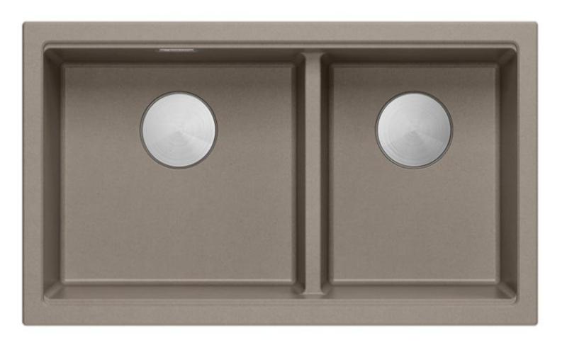 Quadri Newport II Dupla Pia de Granito Taupe Embutida 702 x 390 mm com Plug de Aço Inoxidável 1208971387