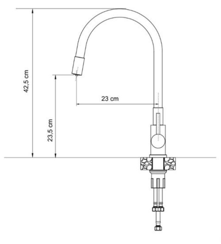 Quadri Selene Kitchen Mixer Tap Stainless Steel 3-way with flexible spout and extra connection for filtered water 1208971407