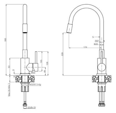 Torneira de cozinha Quadri Bristol dourada com bico flexível branco 1208971408