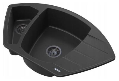 Graniteland Monte Granito preto Pia de canto de superfície 901x538mm com Plug de aço inoxidável 1208971413
