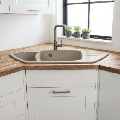 Graniteland Monte Granito bege Pia de canto de instalação 901x538mm com Plug de aço inoxidável 1208971414