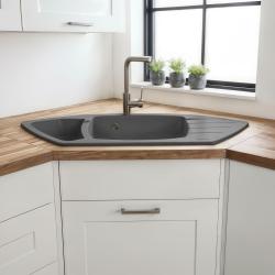 Graniteland Monte Granito cinza Pia de canto de superfície 901x538mm com Plugue de Aço Inoxidável 1208971416