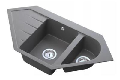 Graniteland Amiata Granito cinza Pia de canto embutida 965x496mm com Plug de Aço Inoxidável 1208971419
