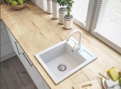 Graniteland Prest Bancada de granito branco com furo para torneira e pia de embutir 400x500mm com Plug de Aço Inoxidável 1208971424