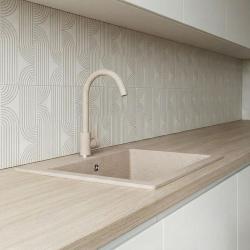 Graniteland Nera Pia de Granito 45x42 cm Bege de Embutir com Furo para Torneira e Plug de Aço Inoxidável 1208971434