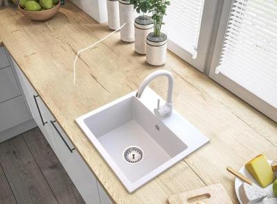 Graniteland Nera Pia de Granito 45x42 cm Branco Superior com Furo para Torneira e Plugue de Aço Inoxidável 1208971435
