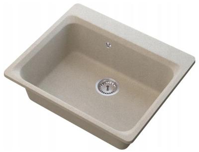 Graniteland Vastone Pia de Granito 619x522 mm Bege de Superfície com Furo para Torneira e Plugue de Aço Inoxidável 1208971444