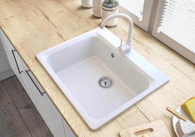 Graniteland Vastone Pia de Granito 619x522 mm Branco com Furo para Torneira e Plugue de Aço Inoxidável 1208971445