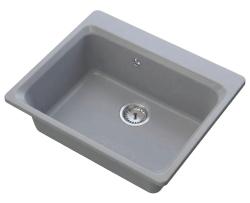 Graniteland Vastone Pia de Granito 619x522 mm Cinza com Orifício para Torneira e Plug de Aço Inoxidável 1208971448