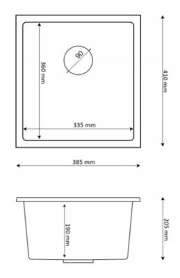 Graniteland Miniva Pia de Granito Preta de Embutir 385x410 mm 1208971450