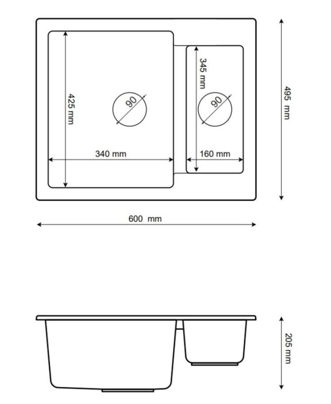 Graniteland Adda Granite Gray 1.5 Build-up Sink 600x495mm 1208971456