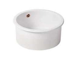 Ausmann Ceramic Ember Pia Cerâmica Branca Redonda de Embutir e de Sobrepor com Plug de Cobre 1208971462