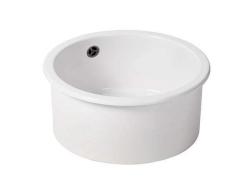 Ausmann Ceramic Ember Pia Cerâmica Redonda Branca de Embutir e Sobrepor com plugue de metal cinza 1208971463