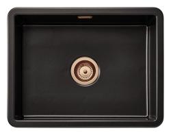 Ausmann Ceramic Ember Pia de Cerâmica Preta Fosca - Superior e Inferior 54 x 40 cm com Plugue de Cobre 1208971497