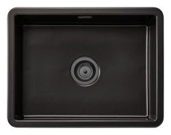 Ausmann Ceramic Ember Pia Cerâmica de Embutir e de Sobrepor 54 x 40 cm na cor preta fosco com plugue de metal Gun - 1208971498