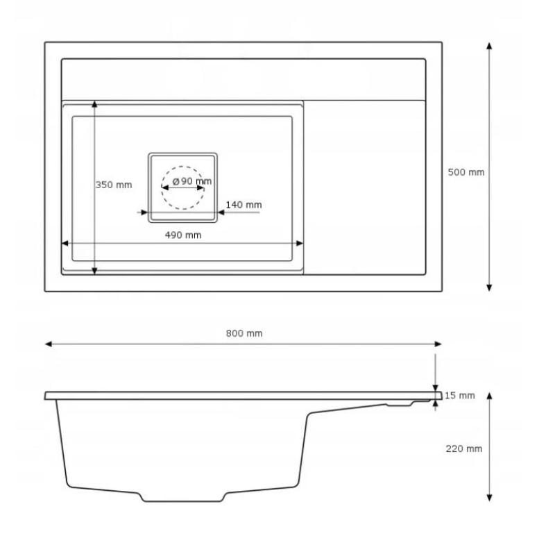 Graniteland Seta Granite Beige Sand Built-in Sink 80x50 cm1208971620