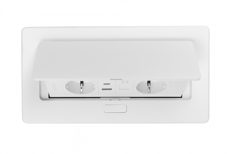 Tomada de móveis MULTISOFT, 2xSCHUKO, USB A+C, RJ45, cabo 1,5 m, branco